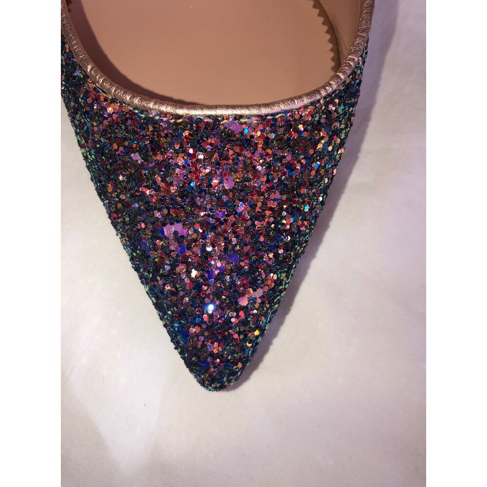 Jcrew D'Orsay Pump Glitter Size 8.5 Pink Green Holographic Wedding Formal Fairy - Picture 4 of 12